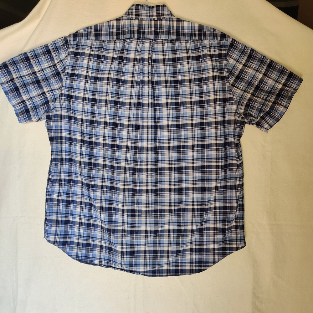 Ralph Lauren Men's 100% Cotton Blue Plaid Short Sleeve Button Down Shirt Size XL - Picture 12 of 14